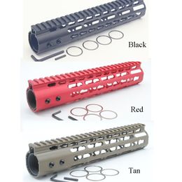 Red / Black / Tan NSR AR-15 M4 M16 Keymod Free Float Rifle Style 10" Inch Handguard Rail Mount With Steel/Aluminum Barrel Nut