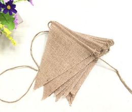 Cotton Linen Flag Banner Jute Rope Flax Triangular Birthday Party wedding Flags garland Christmas halloween Decor Festive supplies gift