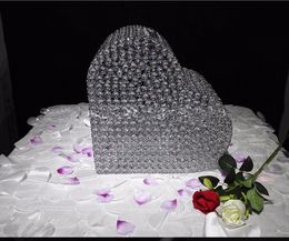 heart-shaped crystal money box for wedding table decoration