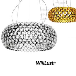 modern crystal Caboche Pendant Lamp LED Chandelier light Clear gold Acrylic Ball 3 sizes modern design suspension lighting hotel hall cafe