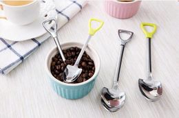 Stainless Steel Spoon Shovel Shape Design Coffee Ice Cream Soup Honey Spoon Long Handle Tea Spoons