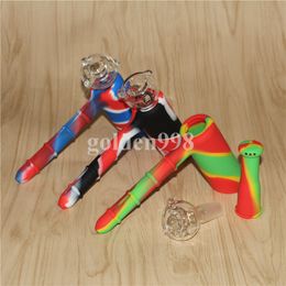 wholesale Showerhead Bong hammer Silicone Bubblers Recycler 18.8mm Bubbler Silicone Hammer Hookahs Unbreakable With Glass Bowl DHL