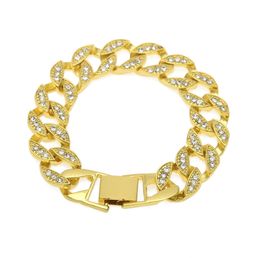 New Hip Hop Luxury Simulated Diamond Bracelets For Men Silver Gold Plated Iced Out Miami Cuban Bracelet