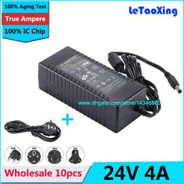 10pcs AC DC Power Supply 24V 4A Adapter 72W Transformer For 5050 3528 LED Rigid Strip LCD Monitor + Cord Cable With IC Chip