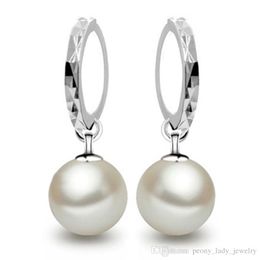 -Vendita calda 925 Orecchini in argento sterling perla gioielli gioielli fascino etnico etnico vintage vintage squisito orecchini perla bianca