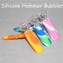 5pcs Newest percolator Silicone water bong smoking pipes hammer oil rig bongs silicone oil bubbler bong glass bubbler pipes free DHL