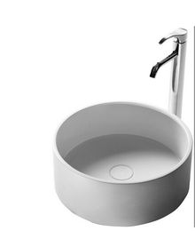 Round Bathroom Solid Surface Stone Counter Top Vessel Sink And Fashionable Cloakroom Stone Wash Basin RS3873