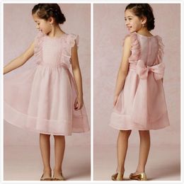 Knee-Length A-Line Flower Girl Dress Organza Pleated Ruffles Pageant Children Prom Dress Princess Dress for Girls