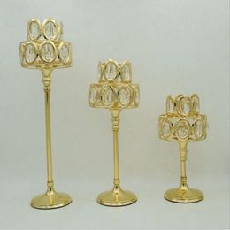 Peculiar metal golden candle holder with crystals wedding candelabra centerpiece creative simple home decoration 1 set =3pcs