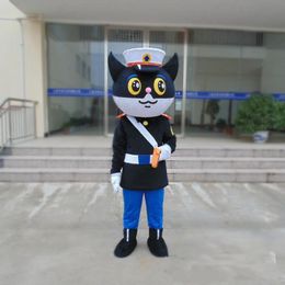2024 Factory direct sale black cat policeman mascot costume Cartoon Animal adult Fancy Dress Cartoon Suit