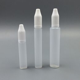 Wholesale USA UK EU AU Market 10ml 15ml 30ml Eye Drop Pen Bottles Plastic Translucent Eliquid Bottles with Long ChildProof Cap