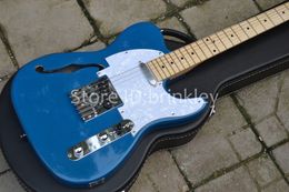 Free shipping china factory blue Semi-hollow electric guitar models single F-hole