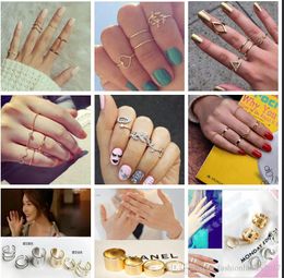 15 styles Punk Rock Gold Stack Plain Band Midi Mid Finger Knuckle Rings Set for Women Mid Finger Ring Thin Ring jewelry C623