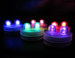 500pcs/lot Free Shipping Waterproof Underwater Battery Powered Submersible Dual LED Tea Lights Candle for Wedding Party