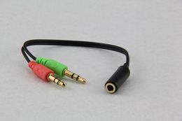 High Quality 3.5MM Extension Earphone Headphone Audio Splitter Cables Adapter Female To 2 Male Wholesale AUX Cable