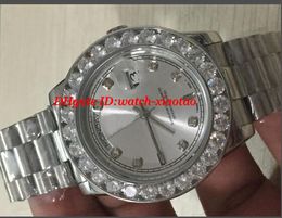 Luxury Watches Stainless Steel Men's 36mm White Bigger Diamond Dial & Bezel Mechanical smooth sliding Mens Watch Wristwatch