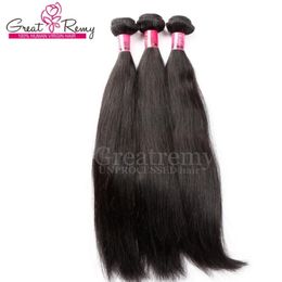 -100% de extensión de cabello chino 3 unids / lote Remy Human Hair Extensions Sedky recta GreatRemy Drop Shipping Natural Color Queen Pein Products