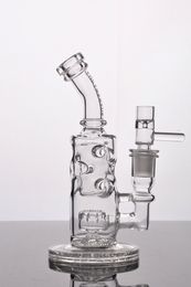 straight bongs water Glass bongs pure glass bongs with full holes inline Showerhead perc female joint 14 mm