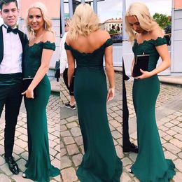 Vestidos Festa Sexy Off the Shoulder Elegant Dresses Teal Hunter Green Mermaid Evening Dress Lace Top Zipper Back Prom Party Gowns