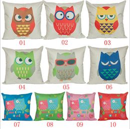 Cute Cartoon Pillow Cover Lovely Cartoon Owl Pattern Pillow Cover Student Packrest Cover Kids Cushion Cover