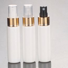 2017 new 30pcs,30ml Flat shoulder white bright gold spray bottle,extra-thick PET lotion points bottling,refillable bottles