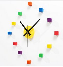 Originale orologio da parete con adesivi colorati in sordina, creativo orologio da parete con adesivo da parete per camera da letto fai-da-te fai-da-te, decorazione domestica carina