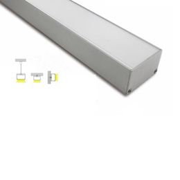 50 X 1M sets/lot 6063 alloy aluminium led profile and 50mm wide square extrusion for pendant or recessed wall light