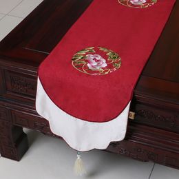 Extra Long 120inch Fine Embroidered Table Runner Chinese style Dining Table Mats Silk Brocade Coffee Table Cloth Placemat Home Decoration