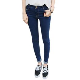 Wholesale-Plus Size Women Pencil Stretch Denim Skinny Jeans Pants High Waist Trousers