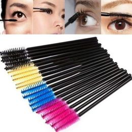 Wholesale- New 200pcs/lot makeup brush synthetic fiber One-Off Disposable Eyelash Brush Mascara Applicator Wand Brush