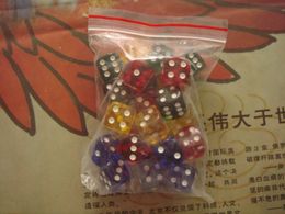 16mm Dice Sets Rounded D6 6pcs * Transparent Blue/Yellow/Red/Green 6 Sided Dices Family Game Good Price High Quality 24pcs/set #D11