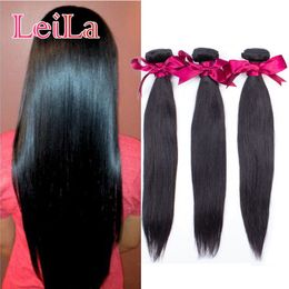 10A Brazilian Virgin Hair Unprocessed Human Hair Weaves Remy Hair 3 Bundles Silk Straight Bundles 3Pcs set Free Shipping 95-100 g