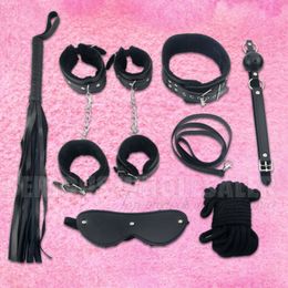 8pcs Bondage BDSM Adult Bondage Kit Neck Collar Whip Ball Rope Blindfold Handcuff #R410