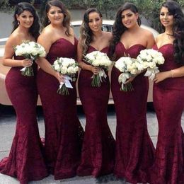 Bury Full Lace Mermaid Cheap Sweetheart Long Sheath Bridesmaid Gowns Wedding Guest Maid Of Honor Dresses 329 329