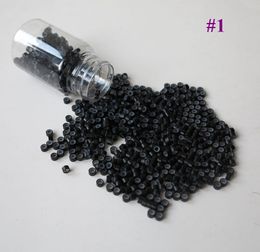 silicone micro rings hair extensions Canada - Aluminium Silicone Lined Micro Rings Links Beads for Feather Human Hair Extensions 1000pcs  bottle 5.0mm*3.0mm*3.0mm 1# Black
