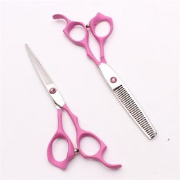 6" Japan 440C Customised Logo Pink Professional Human Hair Scissors Barbers' Hairdressing Scissors Cutting Thinning Shears Style Tools C1024