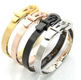 New Gift Four Color Choose Yourself Adjustable Length Cuff Bangle High Polished Stainless Steel Nice Belt buckle design Bracelet