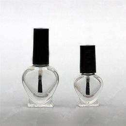 5ml 10ml Portable Cap With Brush Transparent Heart Clear Glass Nail Polish Oil Bottles Glass Cosmetic F20172094