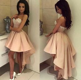 Sexy Hi-low Prom Dress Short Blush Evening Dress Sweetheart Hi-low Homecoming Dress High Quality Custom Made