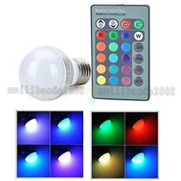 E27 E14 LED 16 Color Changing RGB rgbw Light Bulb Lamp 85-265V RGB Led Light Spotlight + IR Remote Control FREE SHIPPING MYY