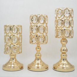 New peculiar metal golden candle holder with crystals wedding candelabra Centrepiece home decoration candlesticks l set = 3 pcs