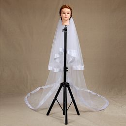 New Fashion Designer Best Sale Romantic Cathedral White IvoryRibbon Edge Veil Mantilla Veil Bridal Head Pieces