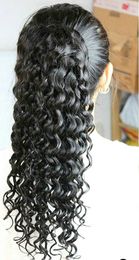 Deep curly human hair pony tails kinky ponytail drawstring clip in extensions natural black 1b 120g