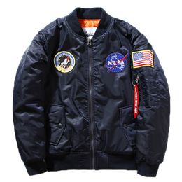 Fall-Flight Pilot Jacket Coat Bomber Ma1 Men Bomber Jackets Nasa Embroidery Baseball  Coats M-XXL