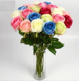 Rose Silk Craft Flowers artificial flowers Real Touch Flowers For Wedding Birthday party Room Decoration 6 Colour Cheap Sale SF0208