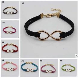 chram bracelet 16 colors infinity bracelet Fashion Hot Eight cross leather bangle bracelets jewelry for women top quality factory price