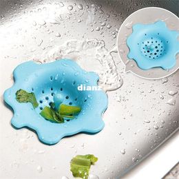 Sink drain flower shape silicone sewer drain handle design hair bath floor filter sink strainer kitchen tool