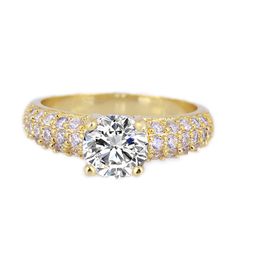 Solitaire Ring Round Cut 18k Yellow Gold Filled Bridal Womens Ring Size 7