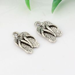 MIC 250pcs Ancient silver Alloy Flip Flop Charm Pendant DIY Jewellery 9x15mm