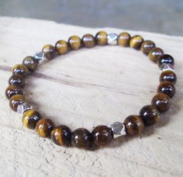 SN0065 Top Sale 6mm Tiger eye bracelets Stone Men Beadwork bracelet 2016 Wholesale New Design Fashion Bracelet Free Shipping